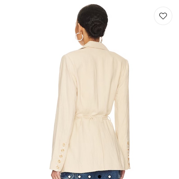 NWT FREE PEOPLE OLIVIA BLAZER White Linen Jacket Double Breasted XS - Picture 3 of 6